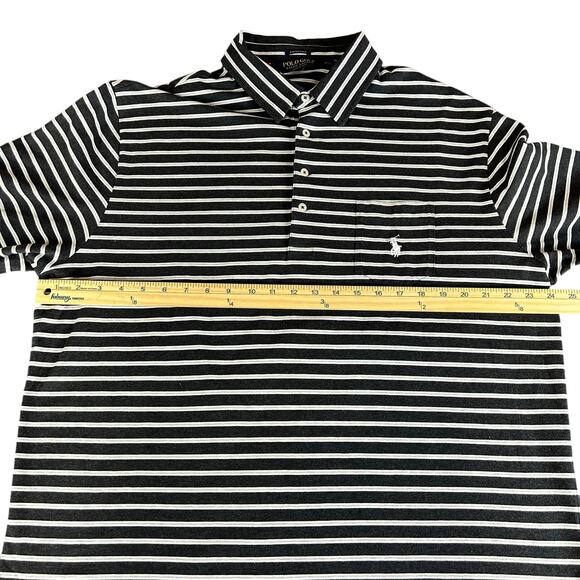 Polo Golf Ralph Lauren Shirt Men Sz XL Black White Striped Stretch Lisle Classic - Picture 7 of 8
